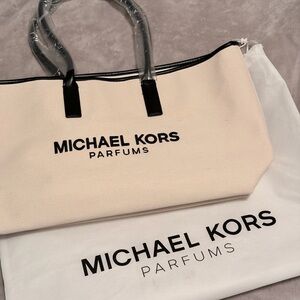 Michael Kors Cream and Black Canvas Tote